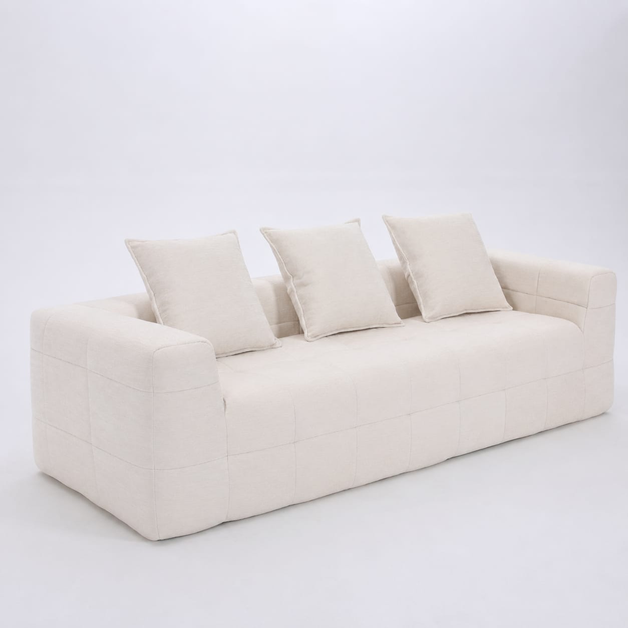 Beige sofa, rear view