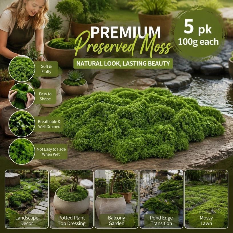 Preserved String Moss Dark Green 5x100g | Simpledeals