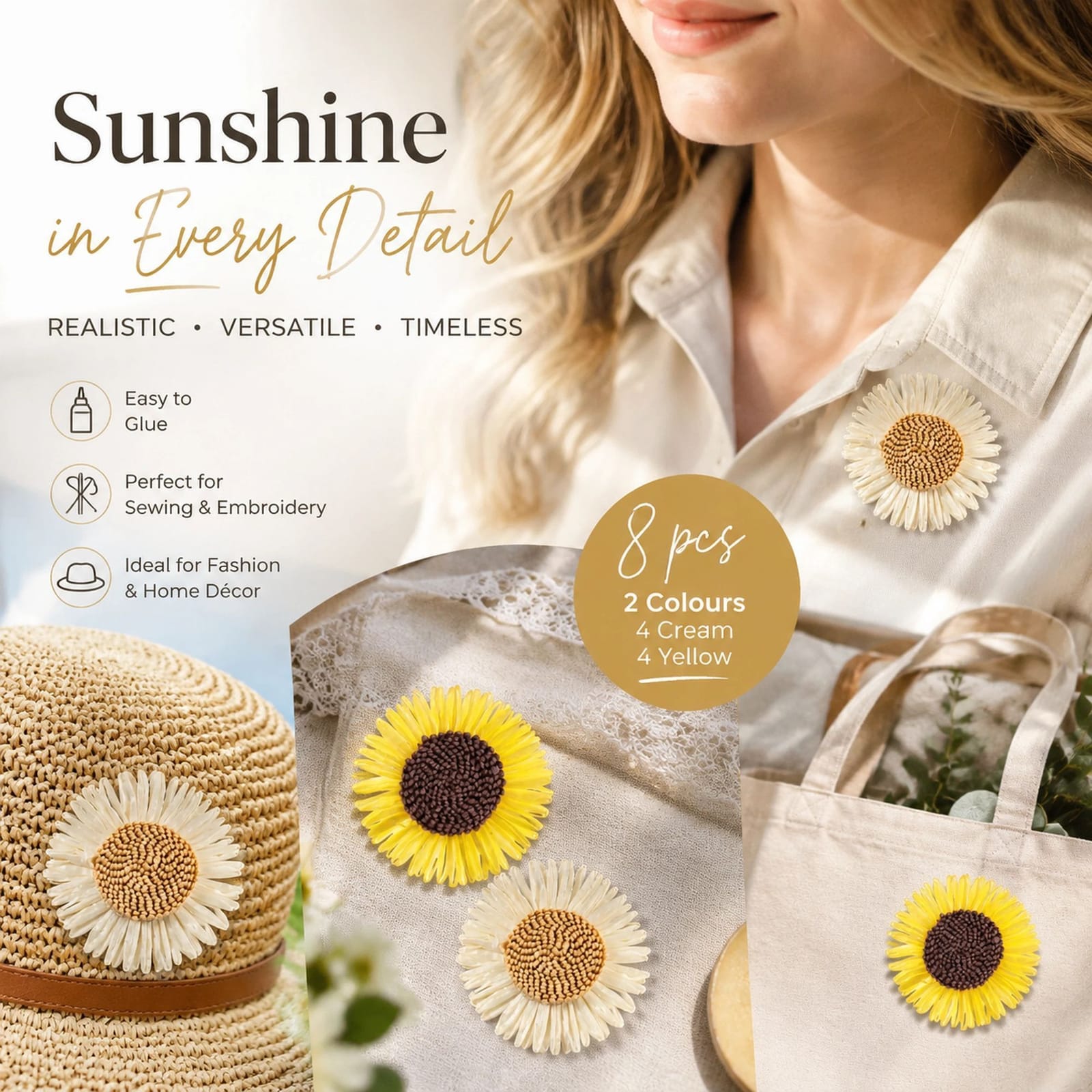 Boho Artificial Sunflower Daisy Craft Flowers 8pk | Simplede