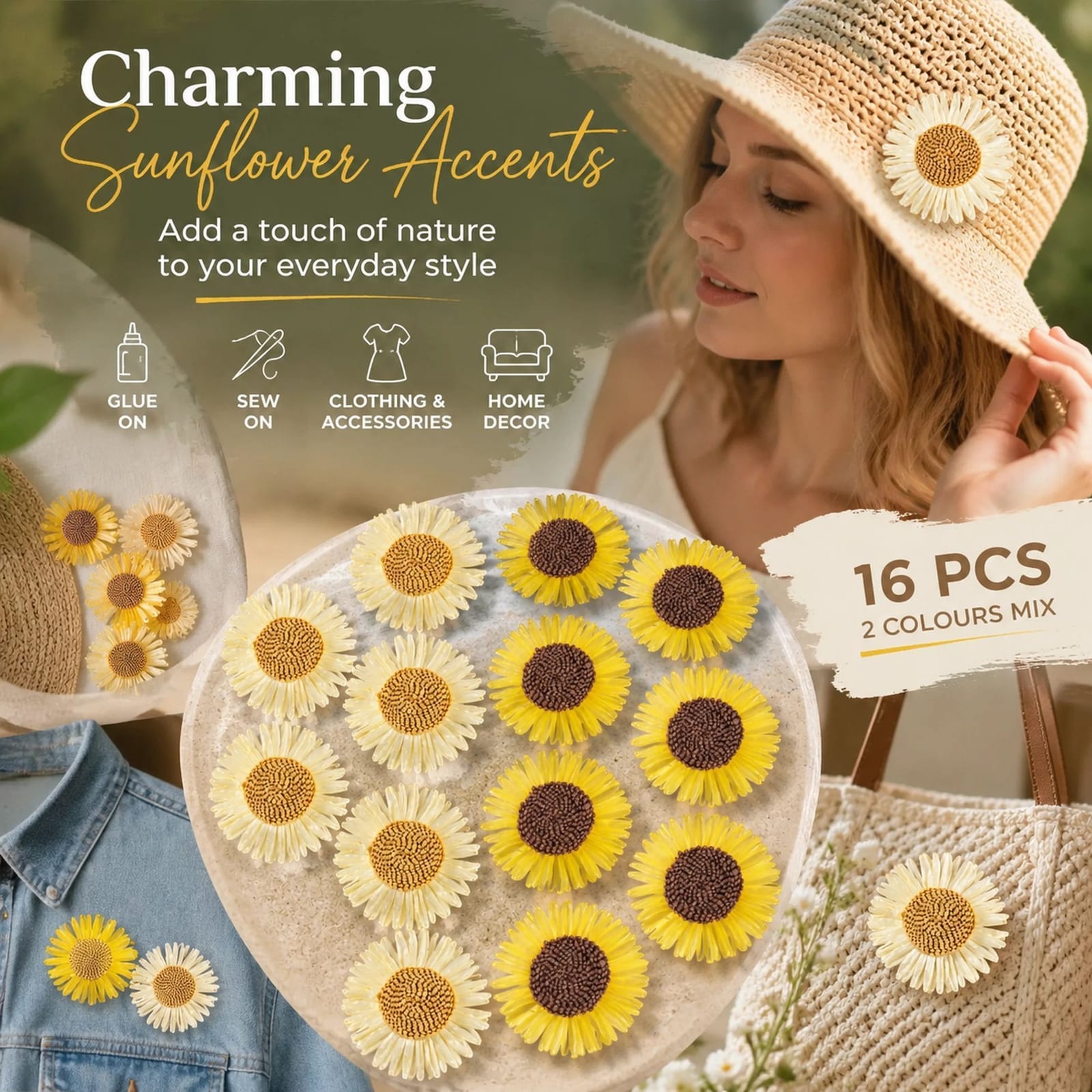 Boho Artificial Sunflower Daisy Decor 16pc | Simpledeals