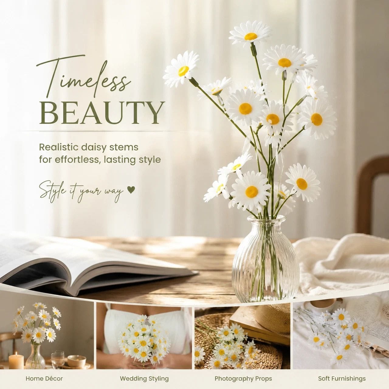 Artificial Chamomile Daisy Stems 20 Pack | Simpledeals
