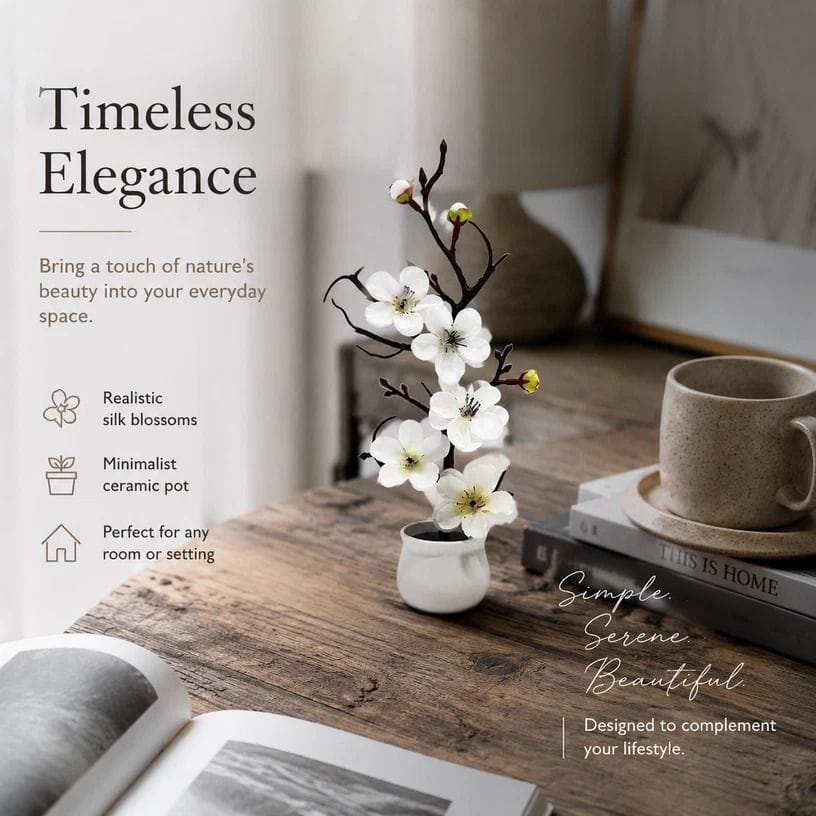 Silk Wintersweet Bonsai Table Decor | Simpledeals