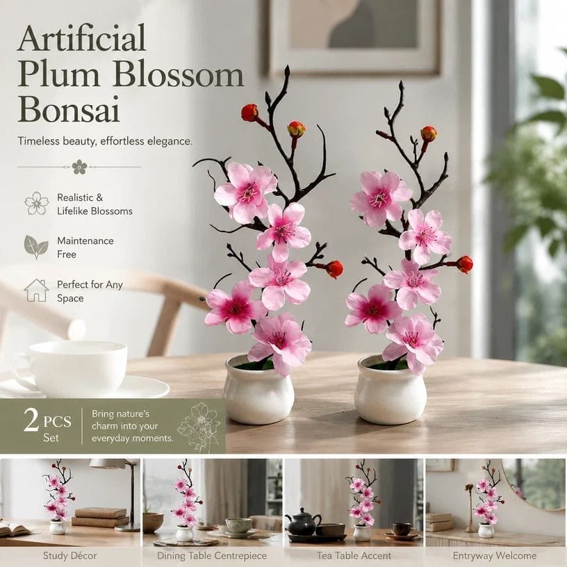Pink Silk Bonsai Artificial Flowers 2 Pack | Simpledeals