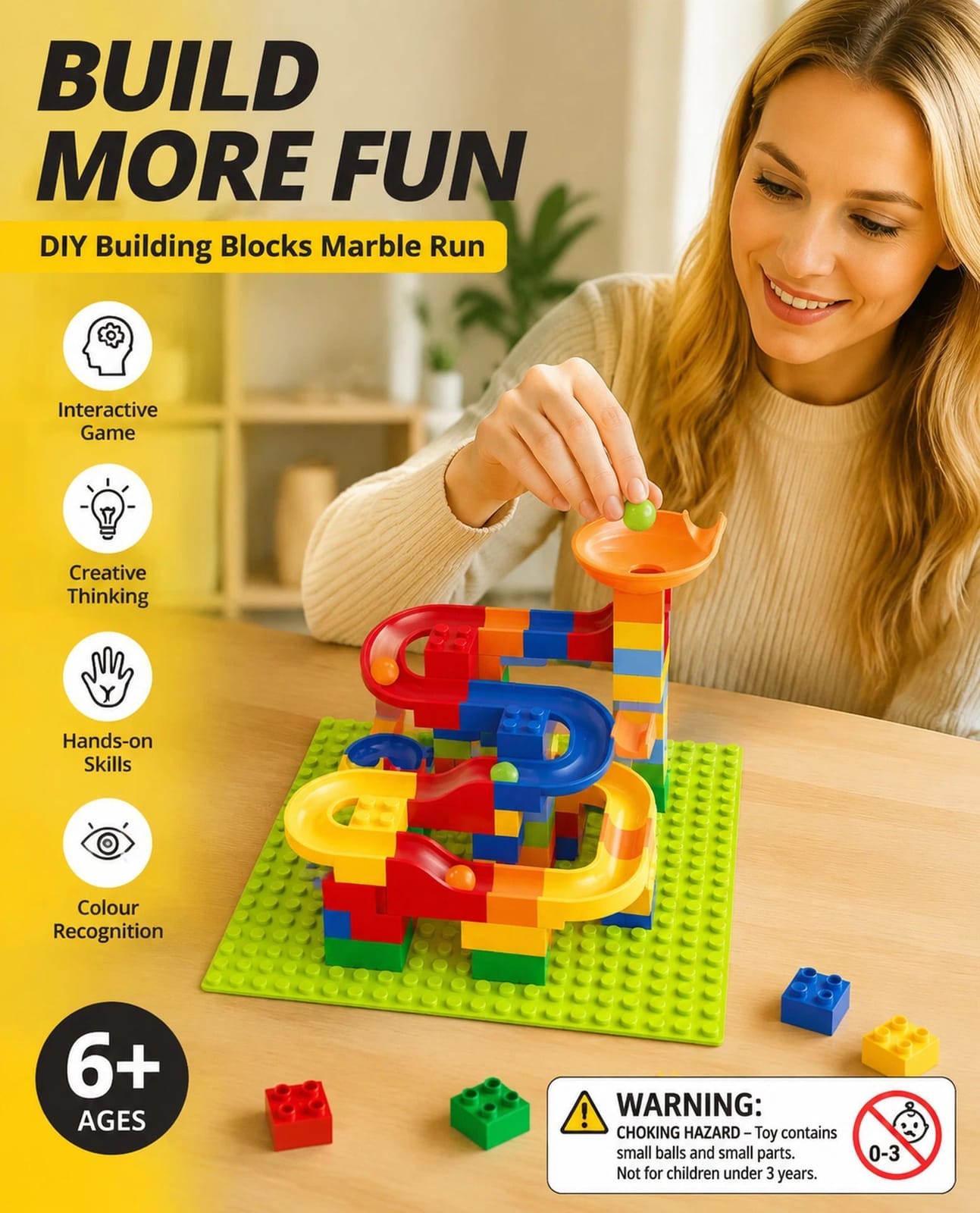 Marble Run Building Blocks 176pc DIY Set | Simpledeals