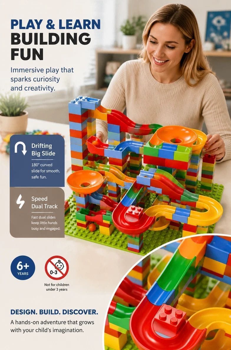 Marble Run Building Blocks 176pc DIY Set | Simpledeals