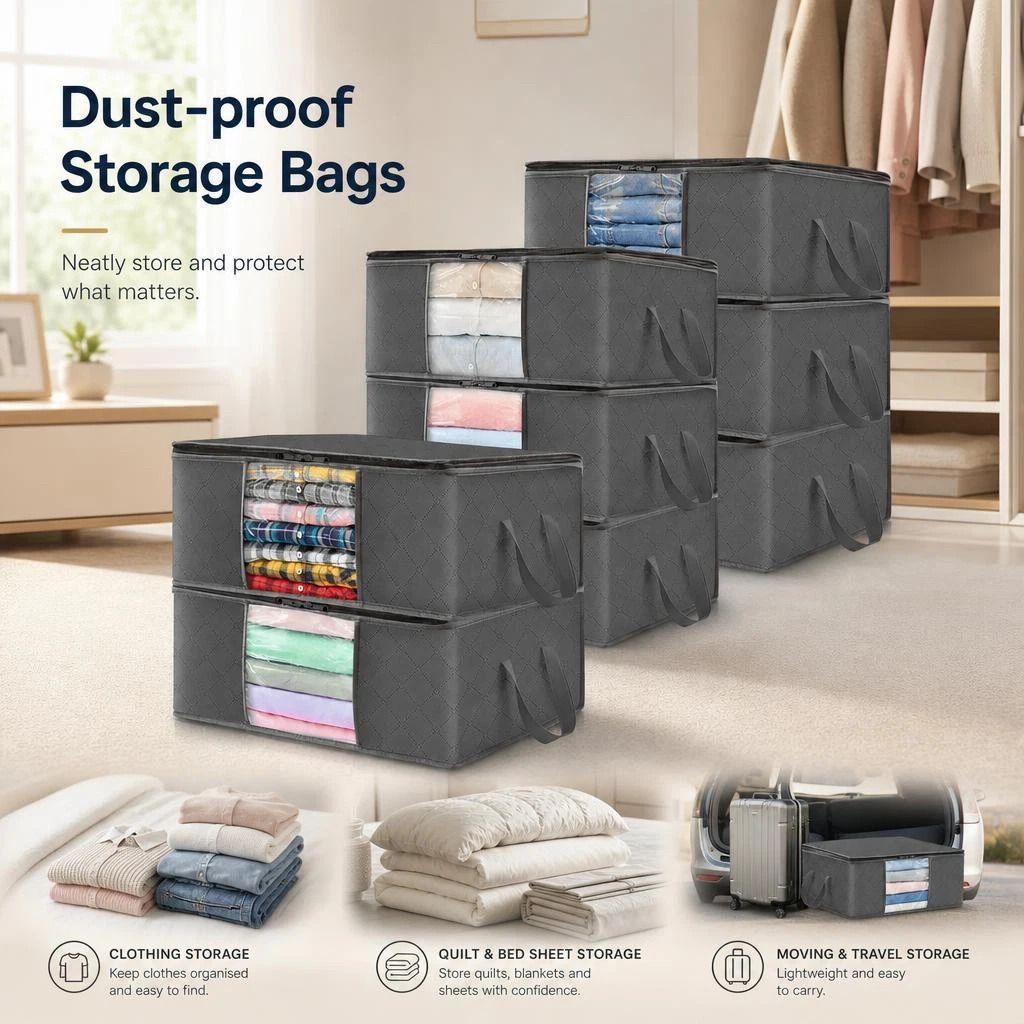 Storage Bags Black Fabric single