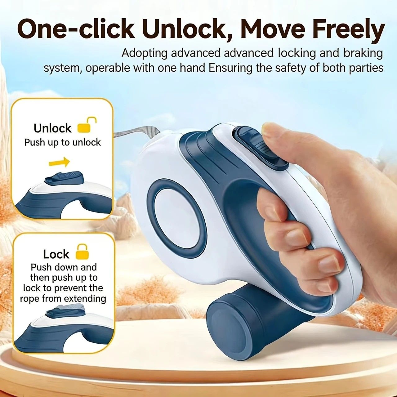 Retractable Dog Leash 5m One-Click Lock | Simpledeals