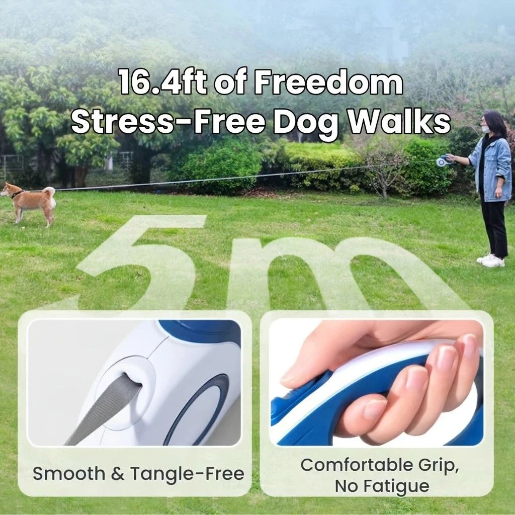 Retractable Dog Leash 5m One-Click Lock | Simpledeals