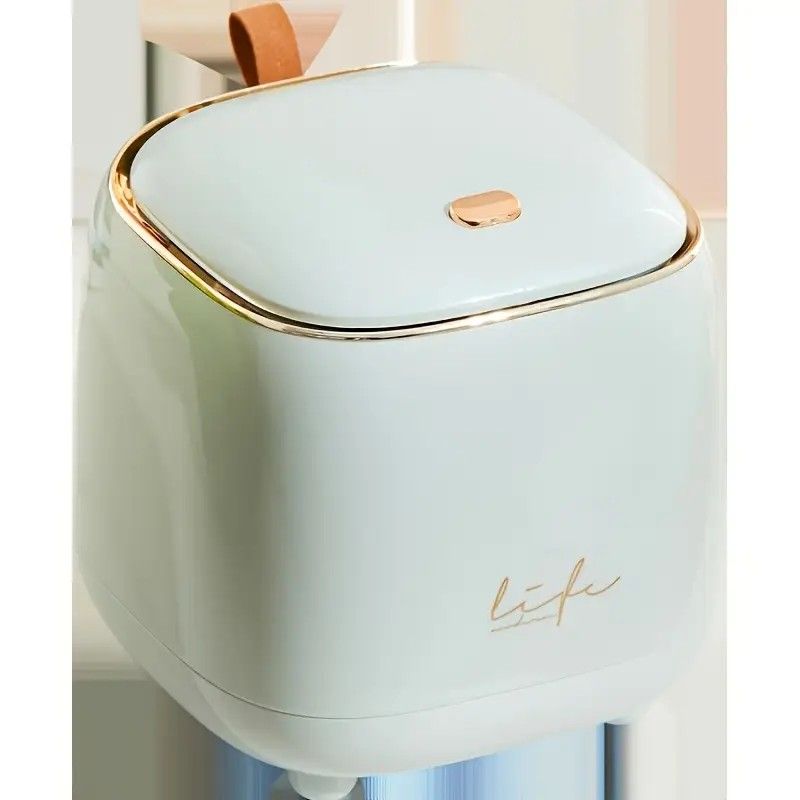 Desktop Trash Can Press Flip Lid Aqua | Simpledeals
