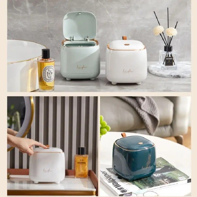 Desktop Trash Can Press Flip Lid Aqua | Simpledeals