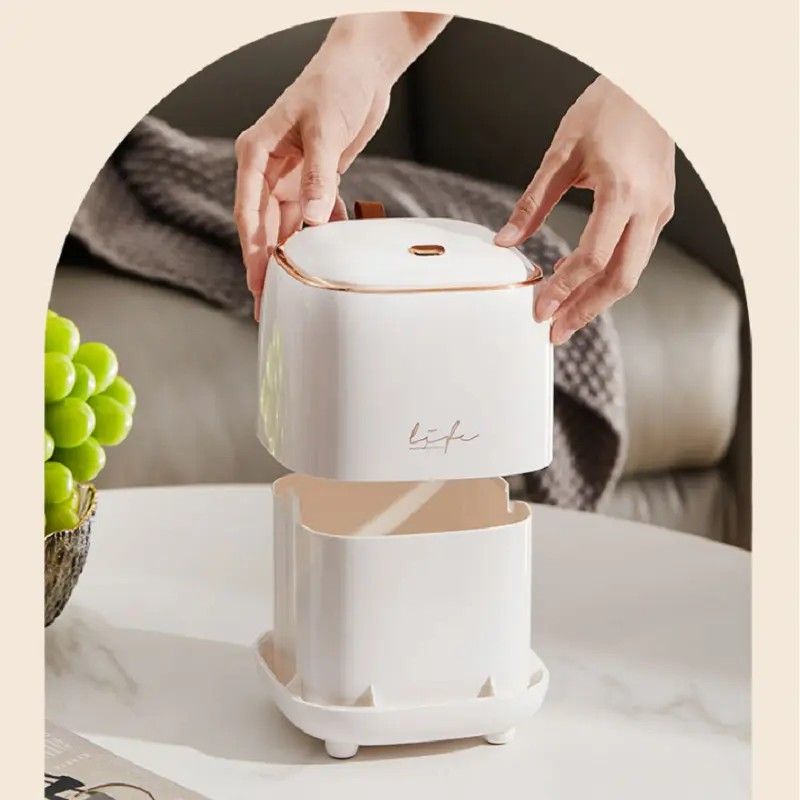 Desktop Trash Can Press Flip Lid Aqua | Simpledeals