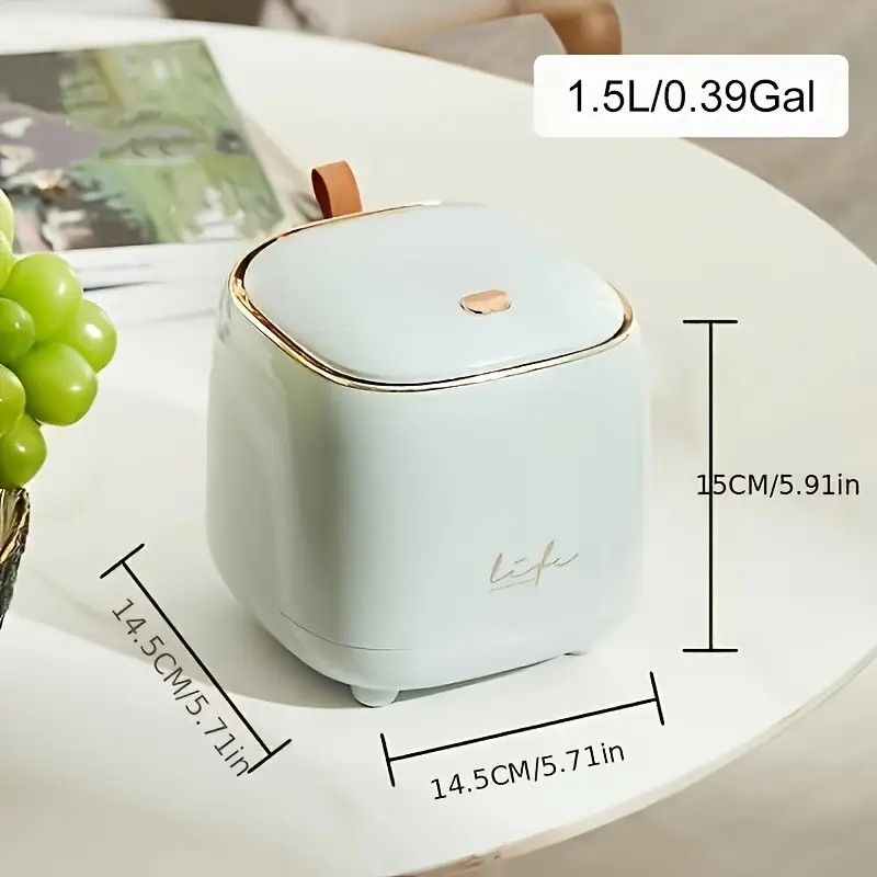 Desktop Trash Can Press Flip Lid Aqua | Simpledeals