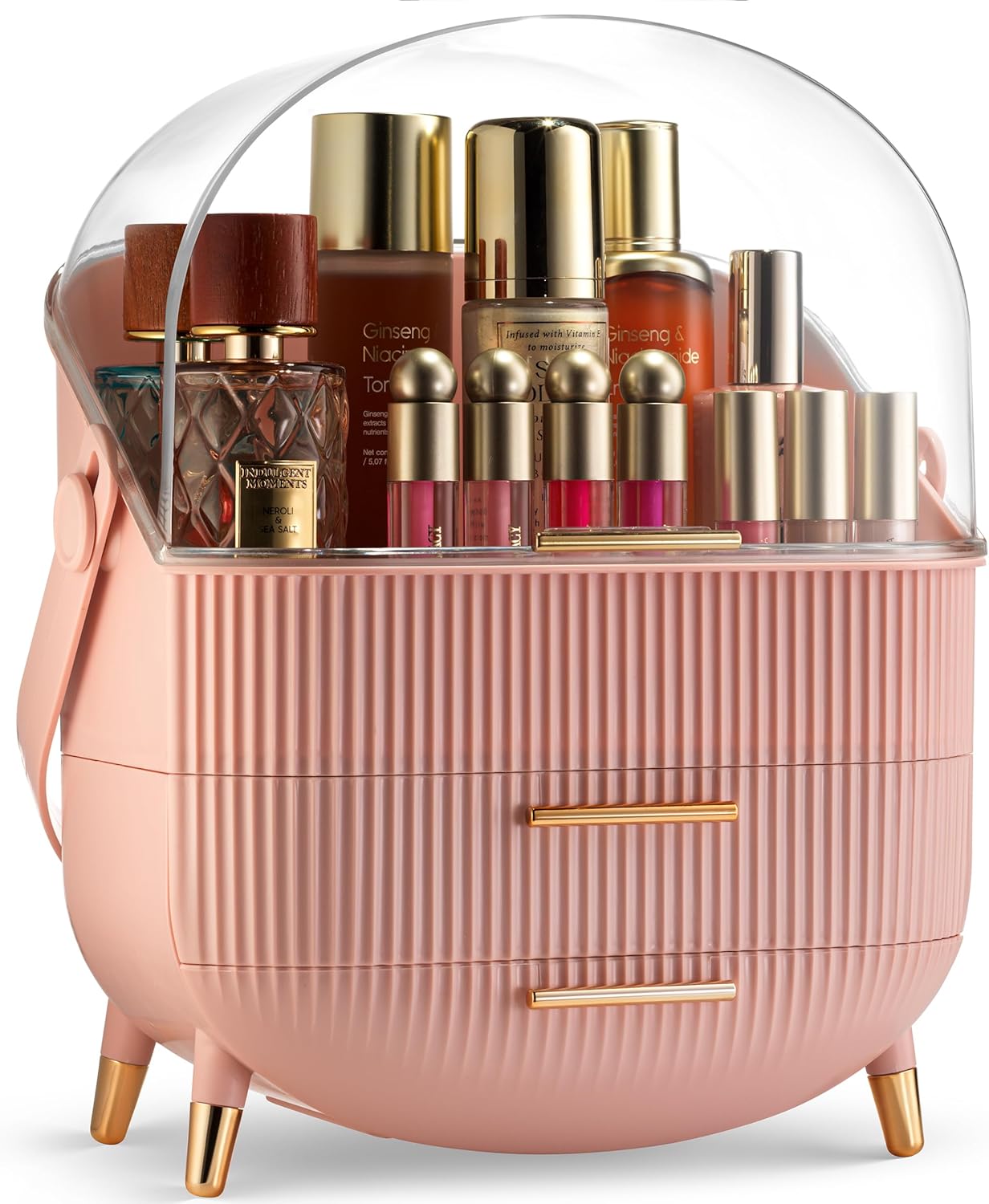 Pink Makeup Organiser Clear Lid Storage Drawers | Simpledeals