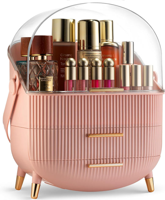Pink Makeup Organiser Clear Lid Storage Drawers