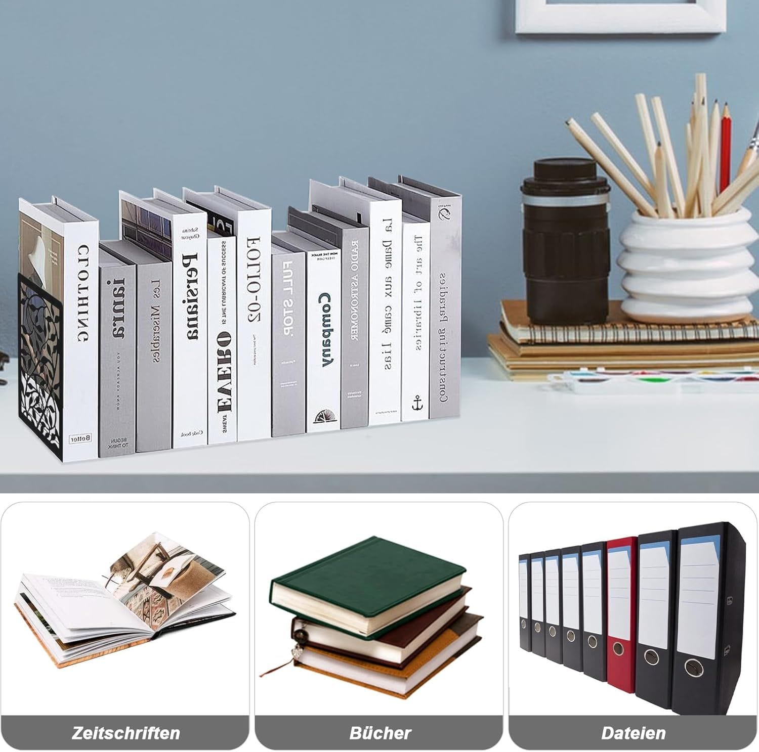Metal Bookends Black