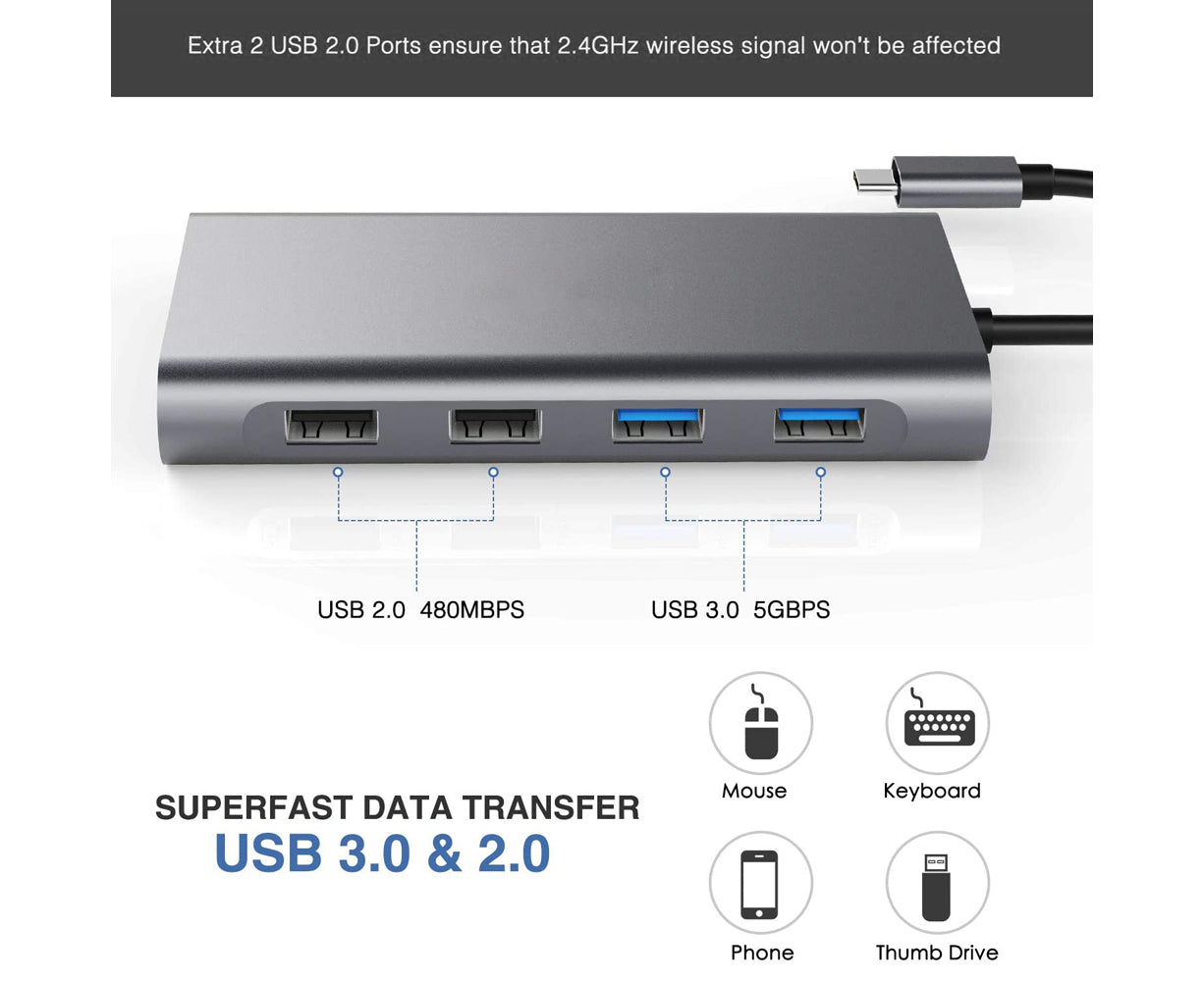 11-in-1 USB-C Docking Station 4K HDMI Hub | Simpledeals