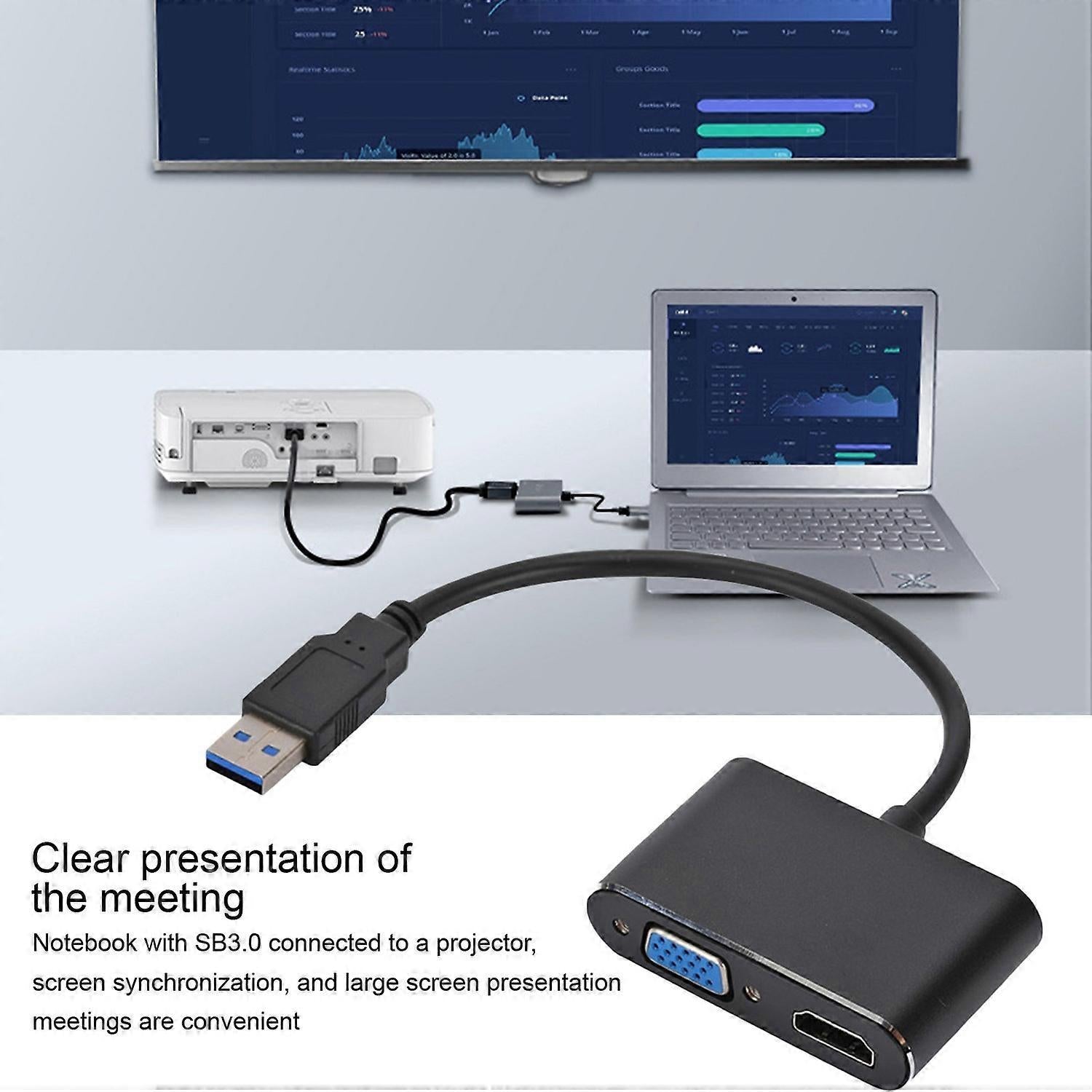 USB-C to HDMI VGA Dual Monitor Adapter | Simpledeals