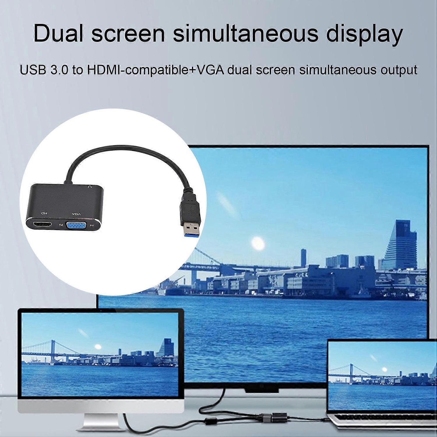 USB-C to HDMI VGA Dual Monitor Adapter | Simpledeals
