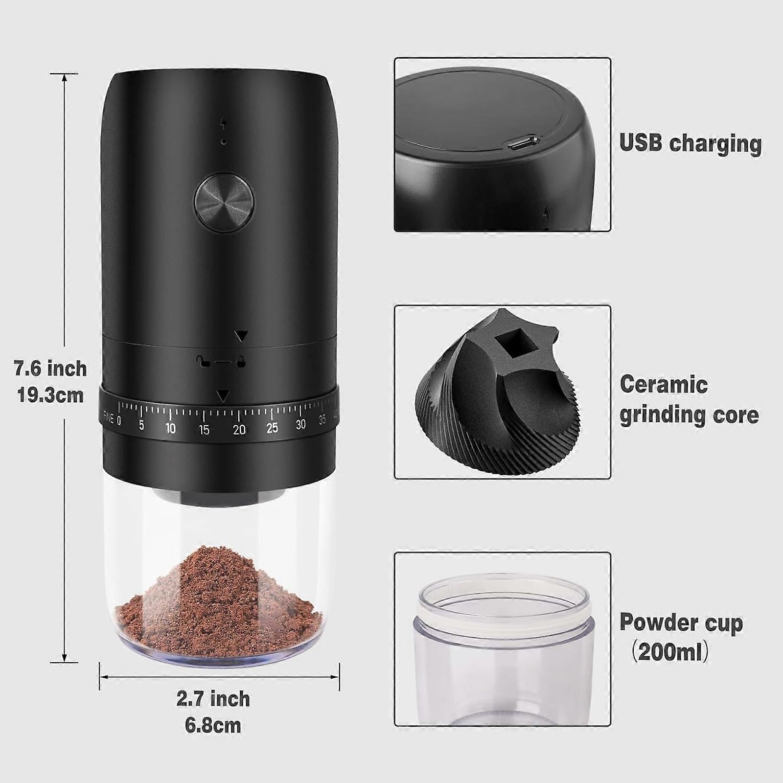 Rechargeable Coffee Grinder 40 Settings Compact | Simpledeals