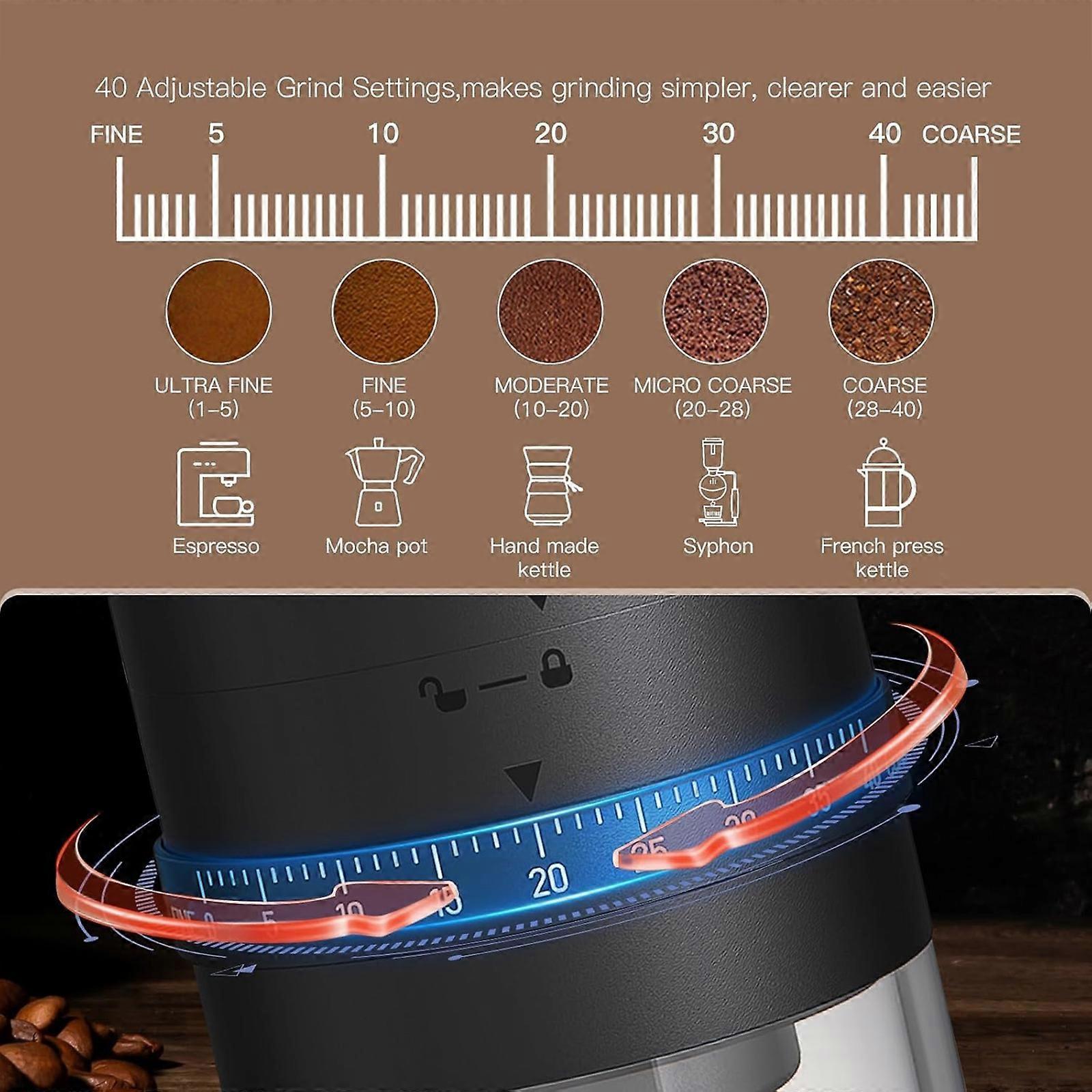 Rechargeable Coffee Grinder 40 Settings Compact | Simpledeals