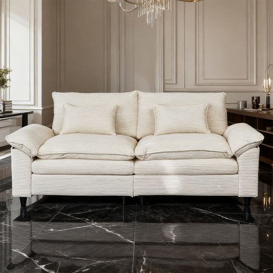 Two Seater Sofa White Wood