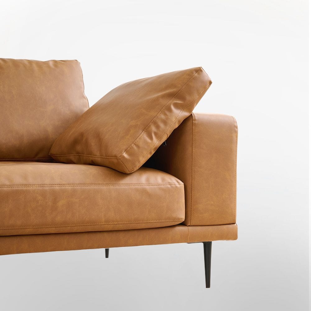 Brown Faux Leather Sofa