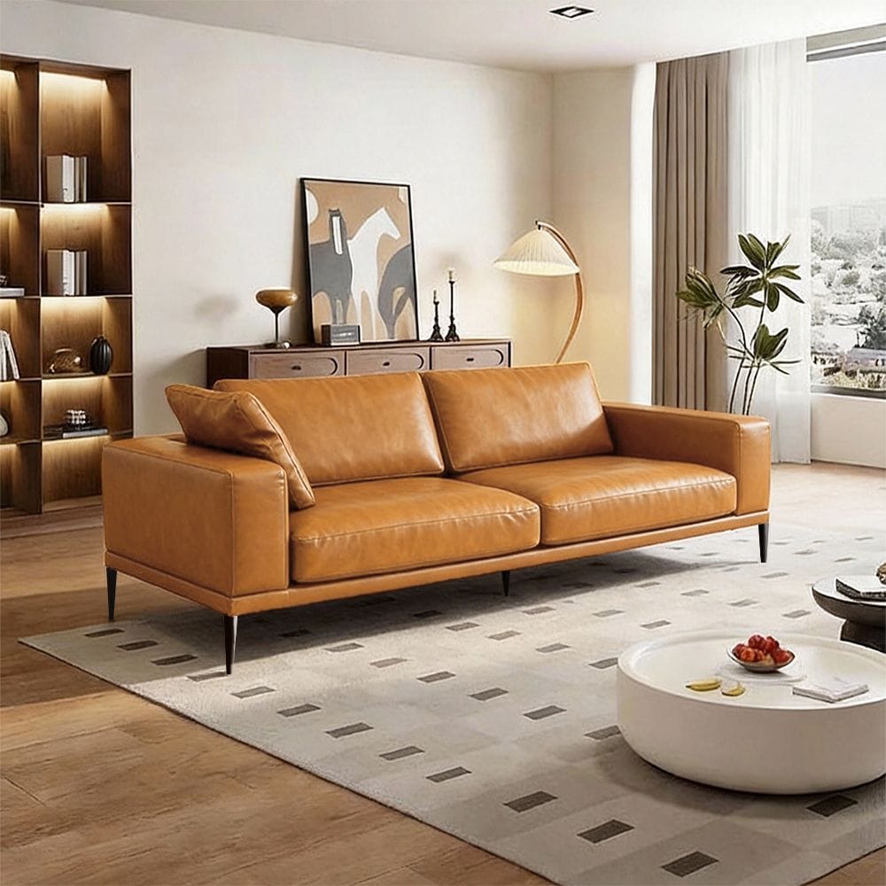 Brown Faux Leather Sofa