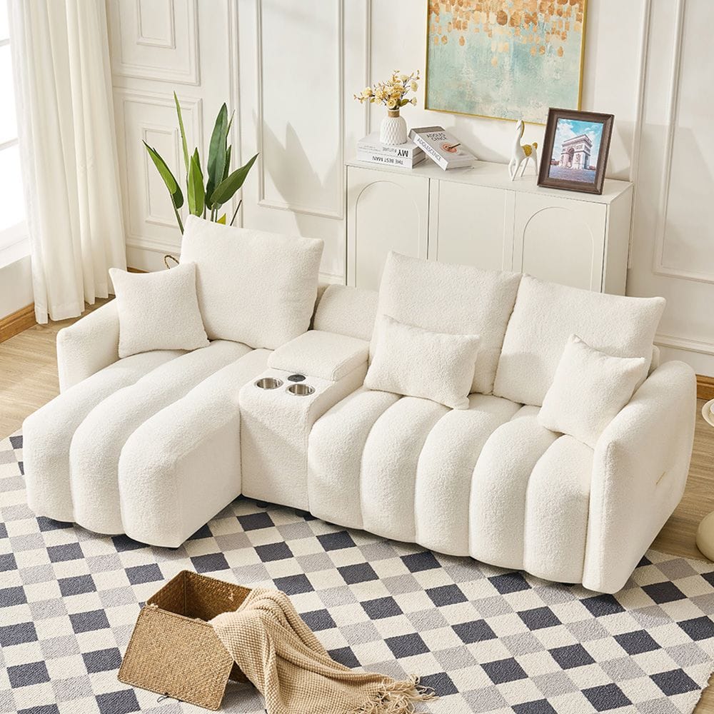 Corner Sofa Teddy Fur Fabric
