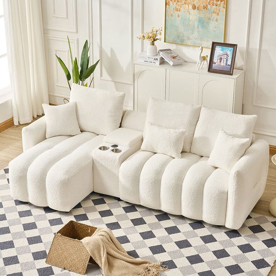 Corner Sofa Teddy Fur Fabric