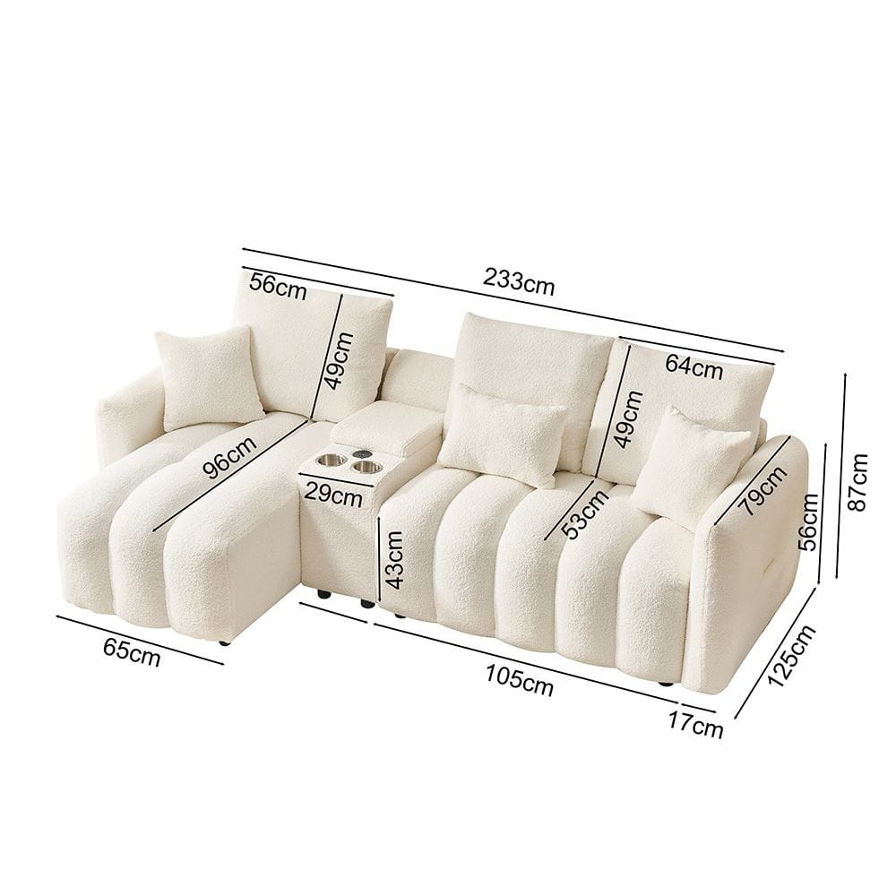 Corner Sofa Teddy Fur Fabric