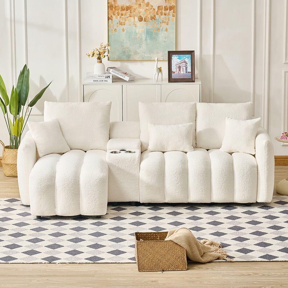 Corner Sofa Teddy Fur Fabric
