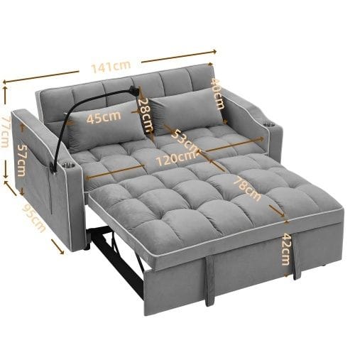 Double Velvet Sofa Bed Black
