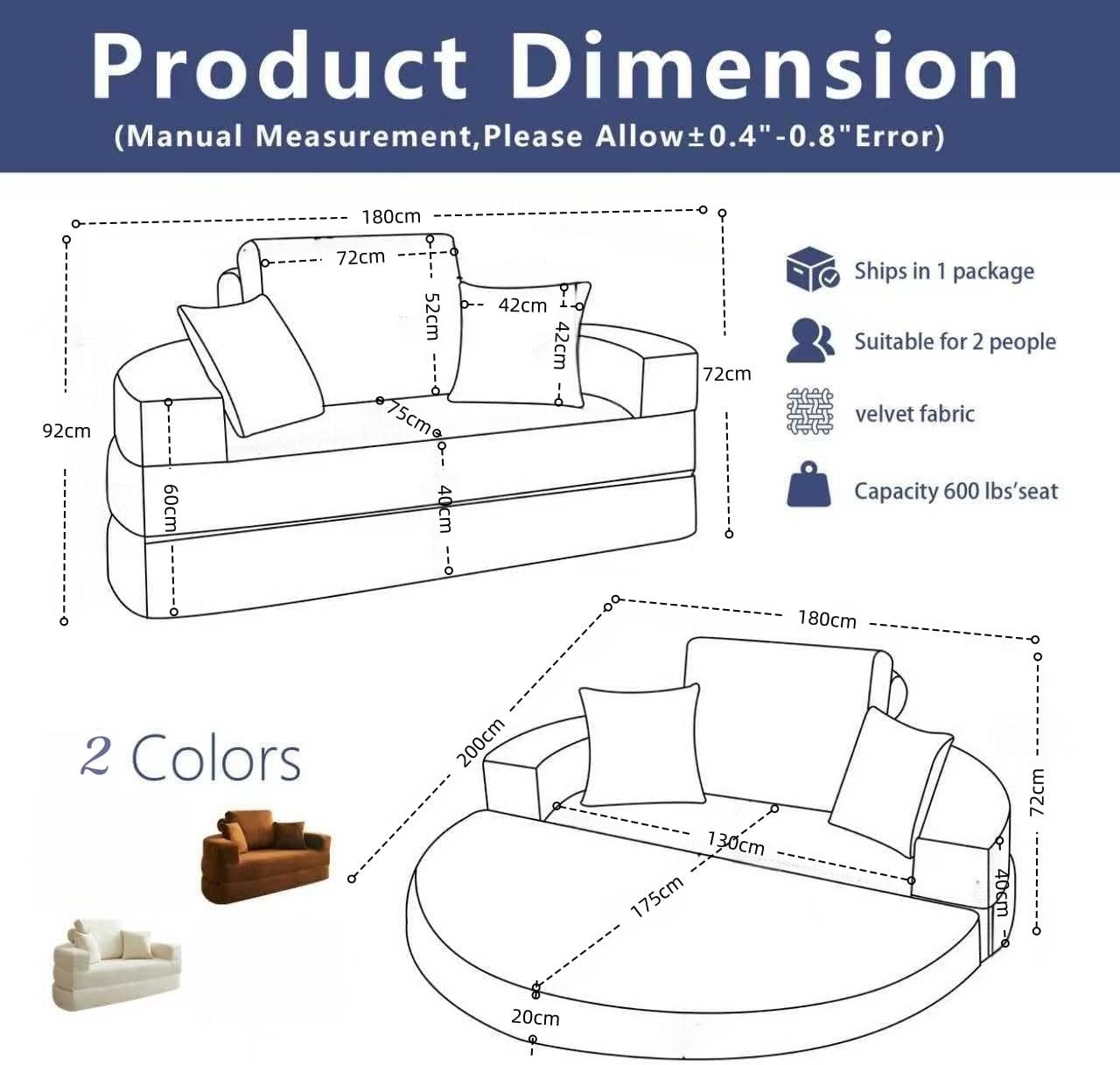 Round Velvet Sofa Bed