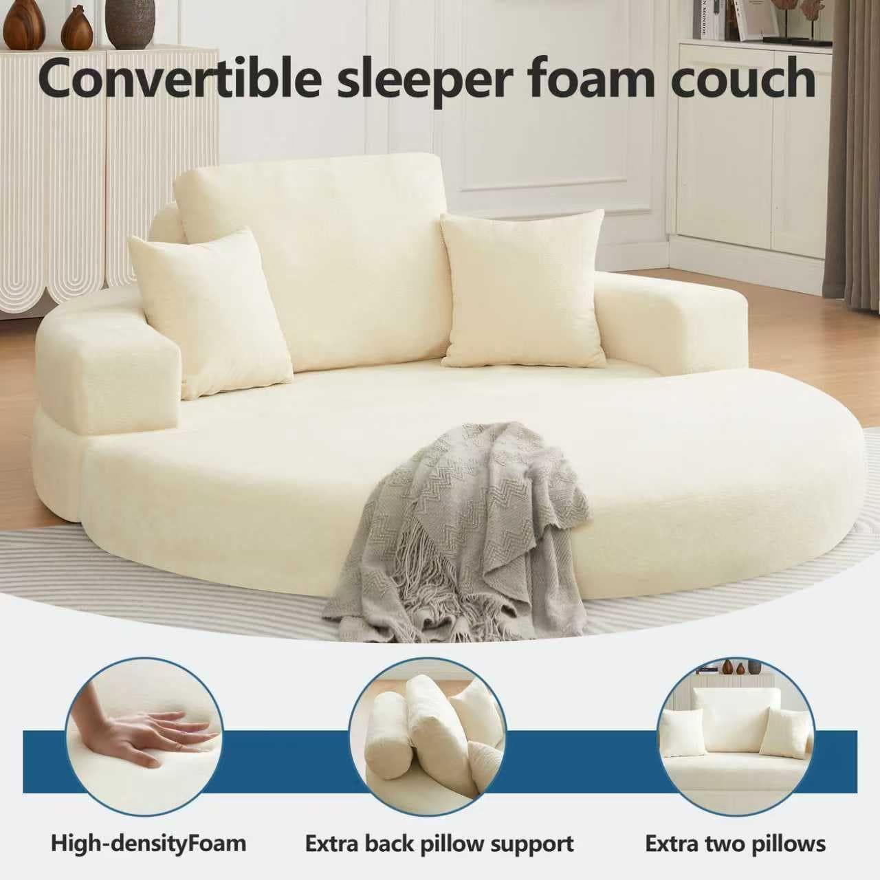 Round Velvet Sofa Bed