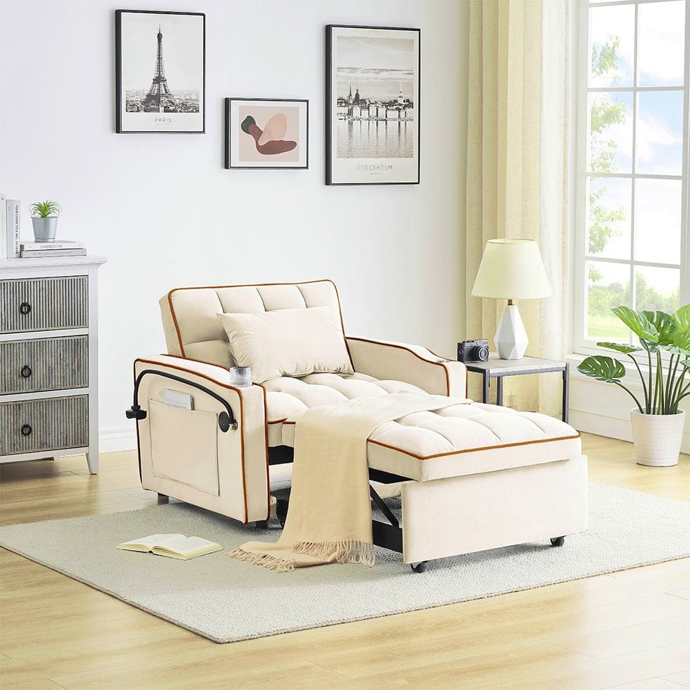 Sofa Bed Grey Velvet single