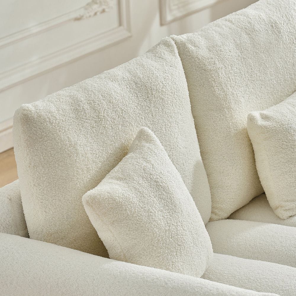 Corner Sofa White Teddy Fabric