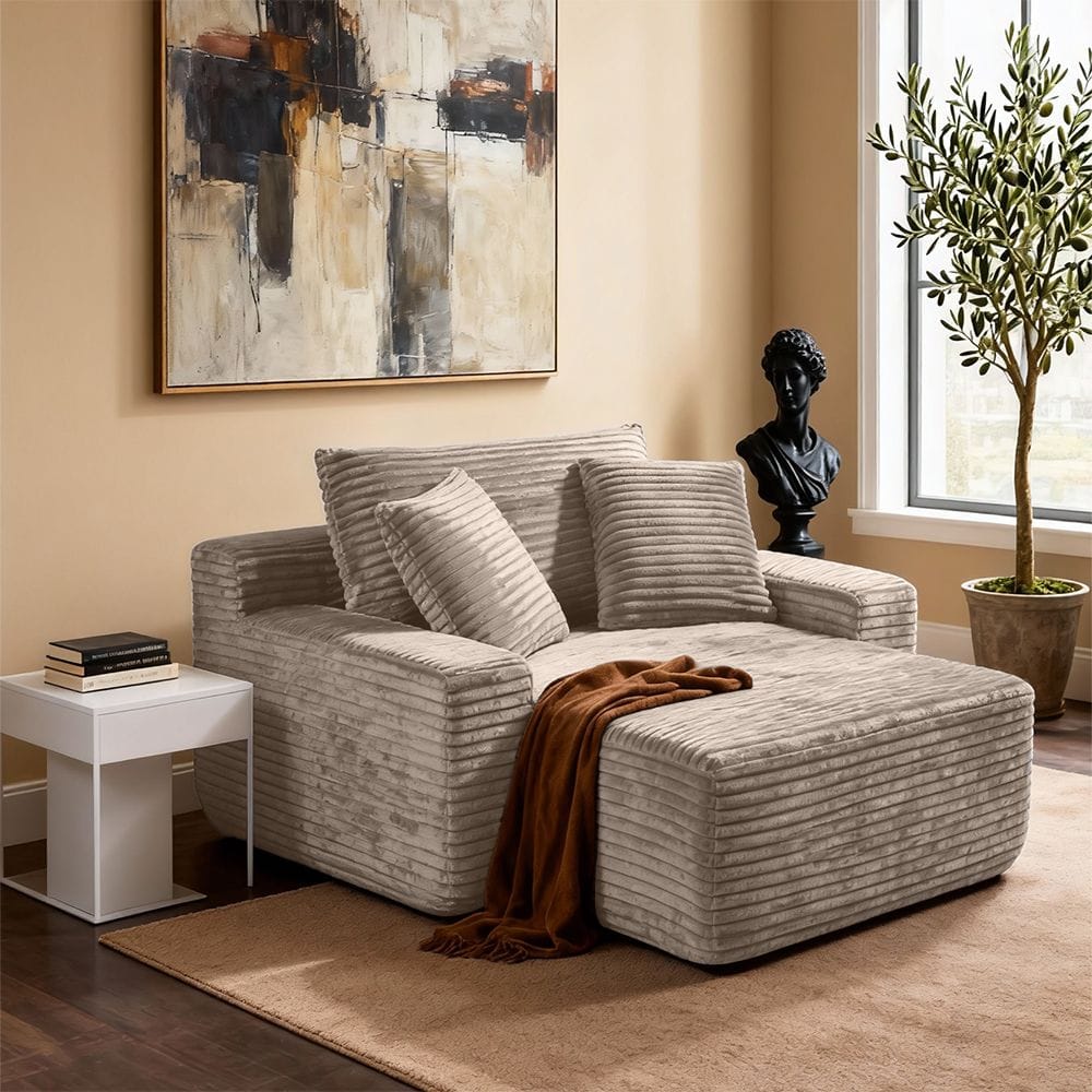 Modern Sofa Light Grey Fabric
