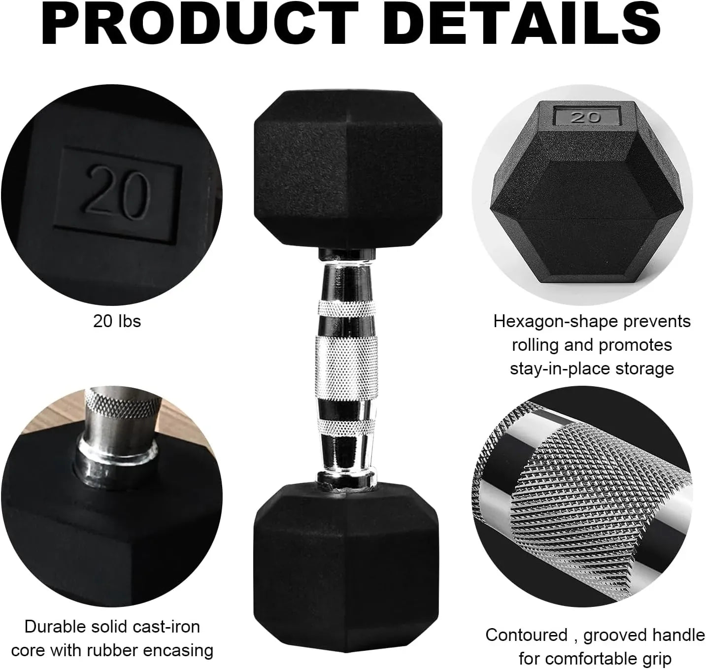 Rubber Hex Dumbbells Heavy Duty