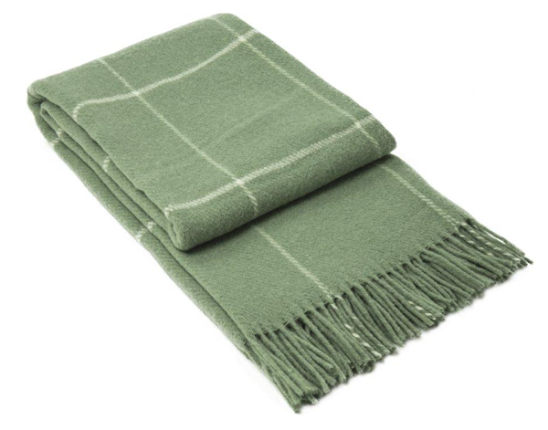 Brighton Throw - 100% Nz Wool - Sage Striped - Blankets & Throws