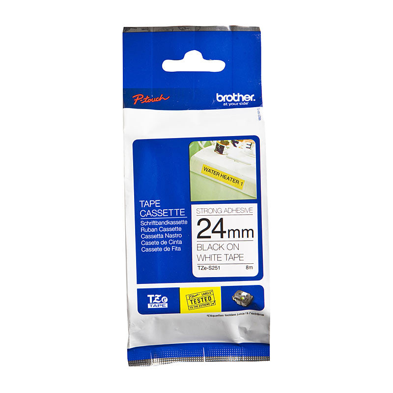 Tzes251 Labelling Tape 24Mm Black White Tape Strong Adhesive Tze Tape - Brother