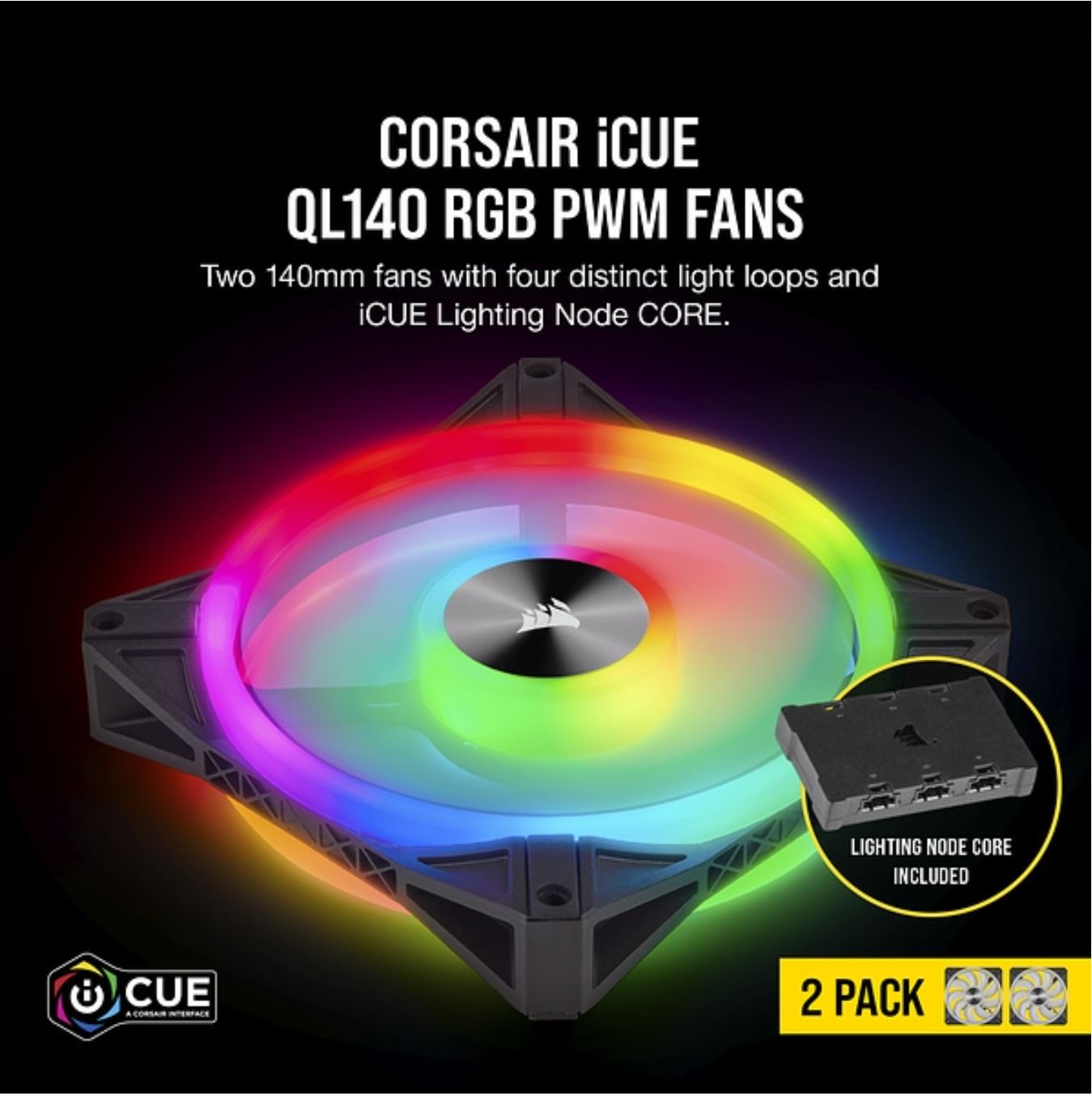 Ql140 Rgb Dual Fan Kit With Lighting Node Core