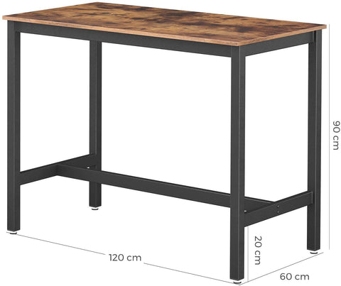Bar Table With Solid Metal Frame And Wood Look