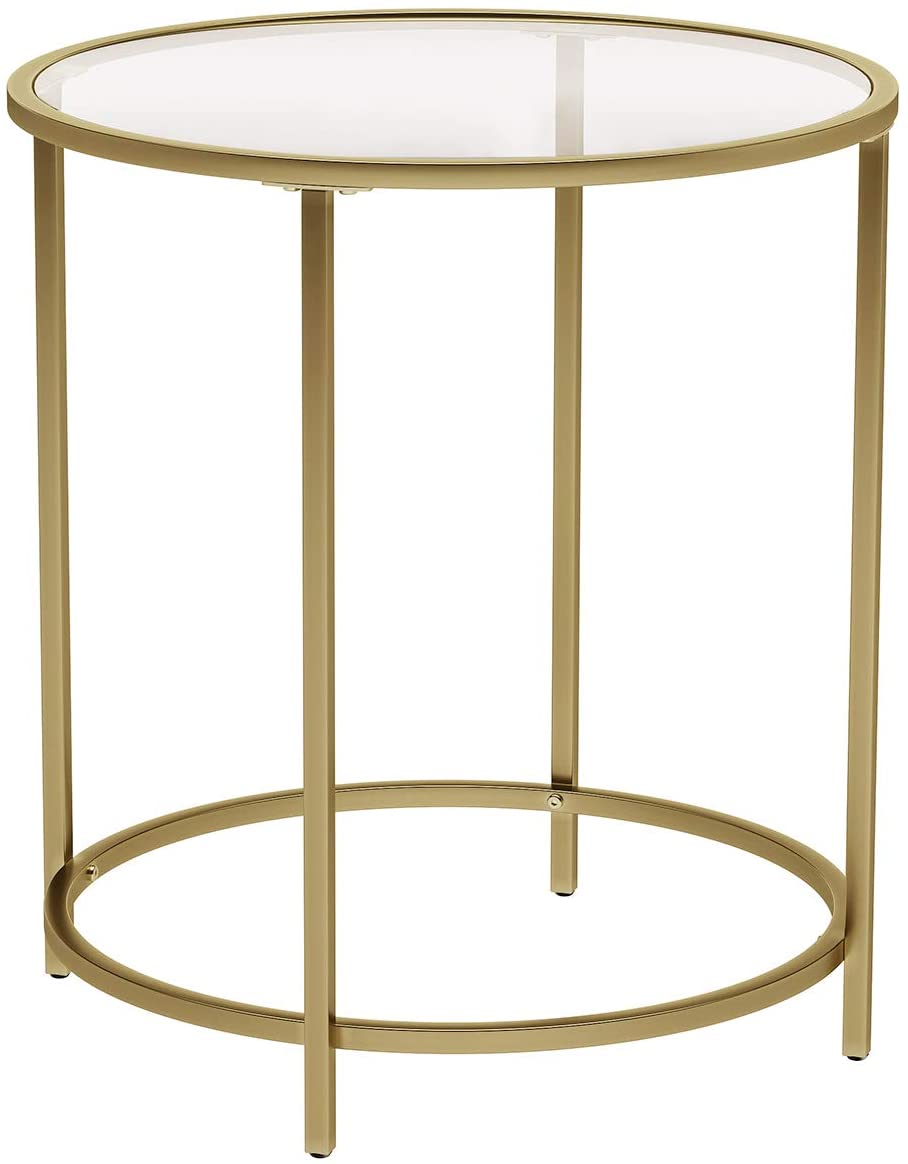 Gold Round Side Table With Golden Metal Frame Robust And