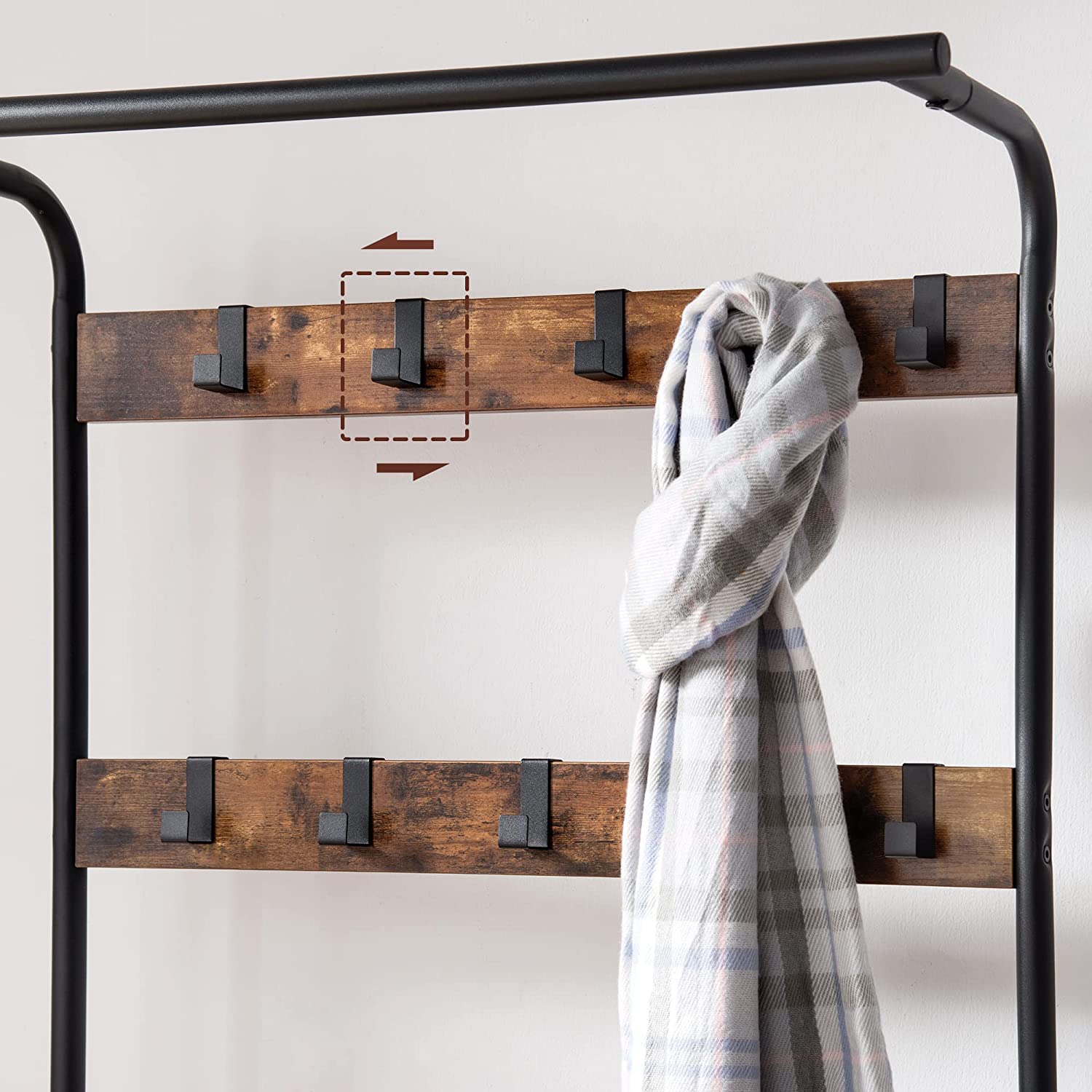 Vintage Coat Rack Shoe Bench, Wood Look Accent Furniture And Metal Frame