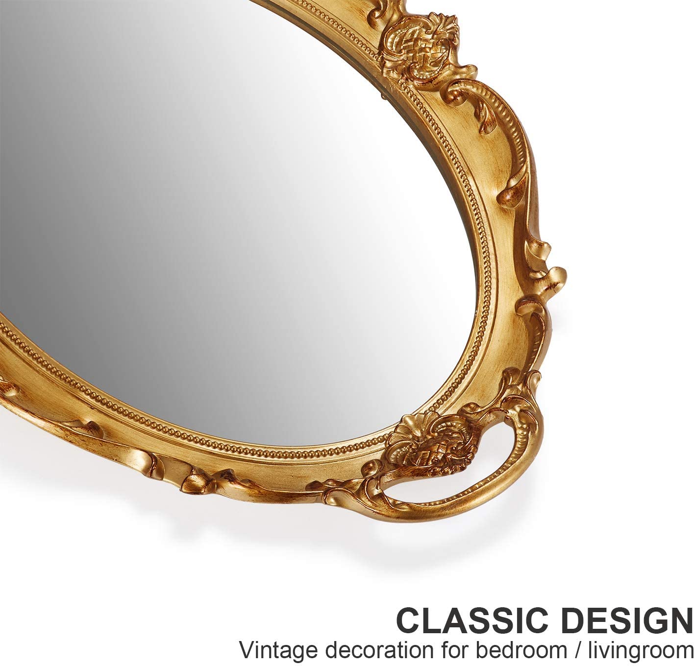 Vintage Oval Gold Wall Mirror 25x38cm Decorative Baroque Frame Hanging Mirror