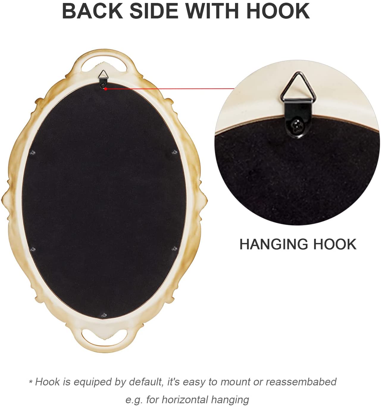 Vintage Oval Gold Wall Mirror 25x38cm Decorative Baroque Frame Hanging Mirror
