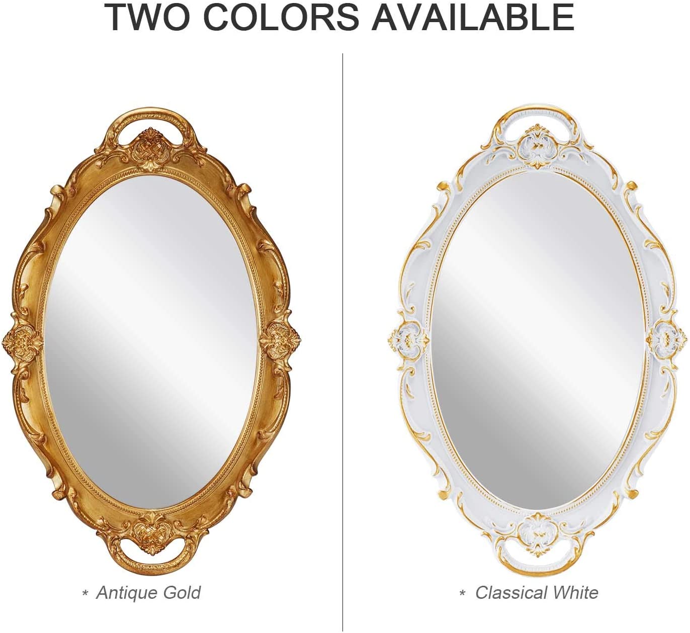 Vintage Oval Gold Wall Mirror 25x38cm Decorative Baroque Frame Hanging Mirror