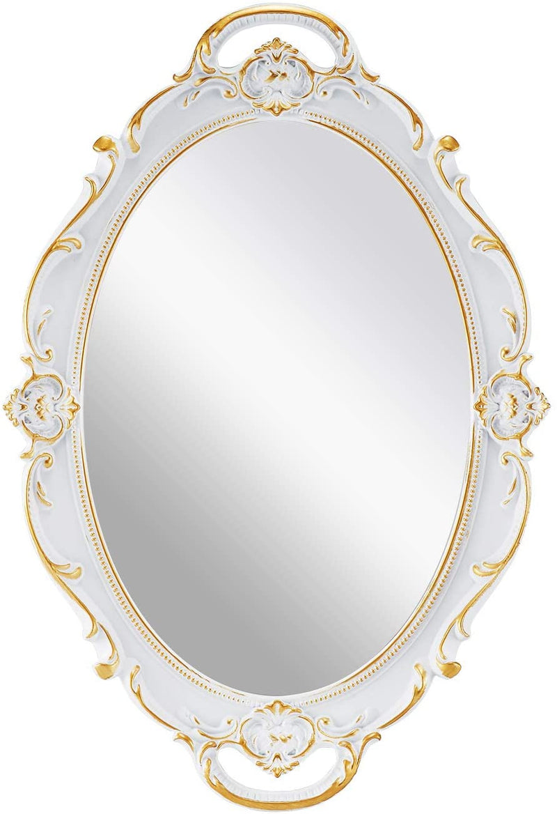 Antique Hanging Wall Mirror for Bedroom & Living-Room White