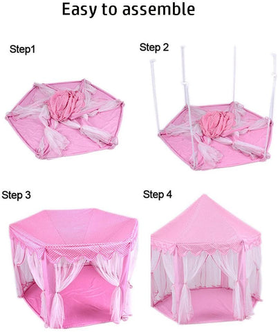 Princess Indoor Playhouse Toy Play Tent For Kids Toddlers With Mat Floor And Carry Bag (Pink