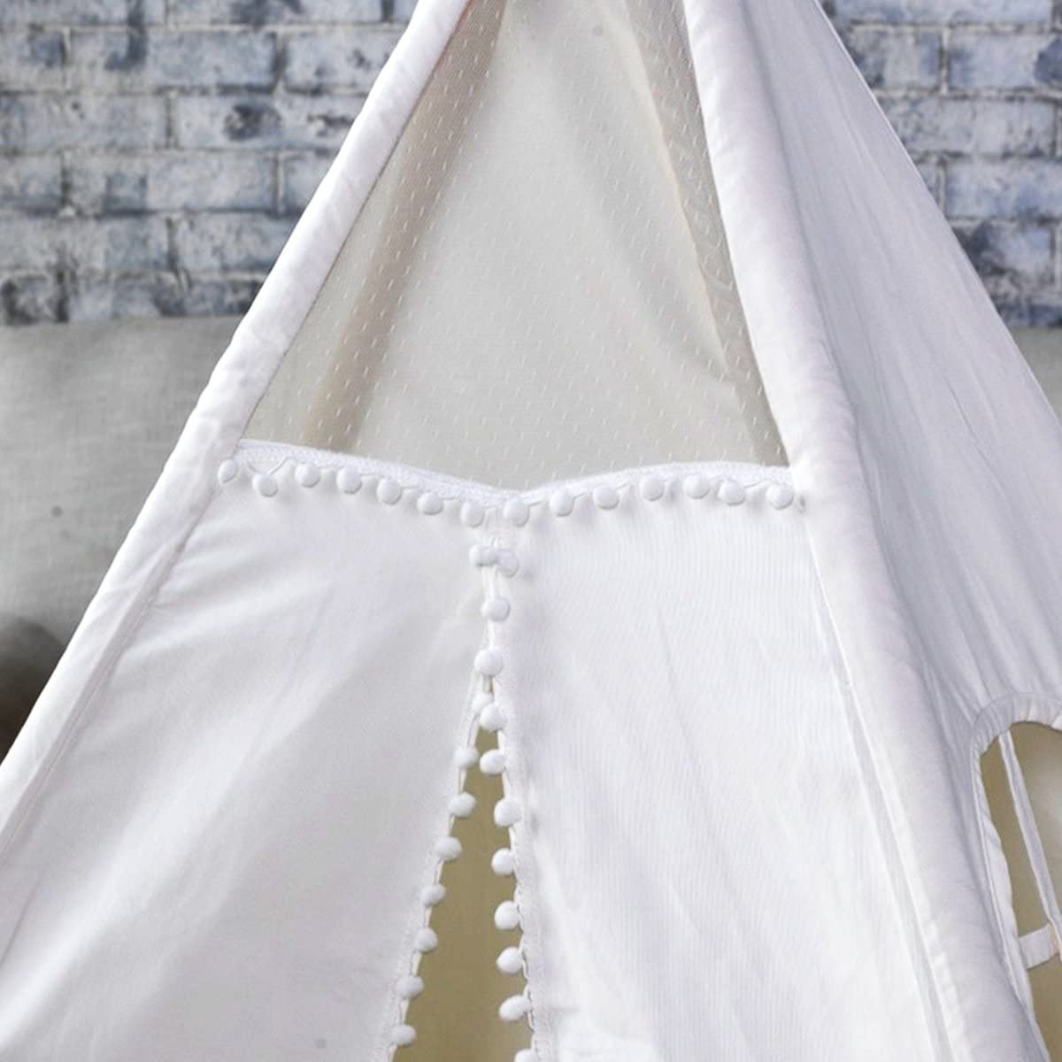 Kids Teepee Tent 5 Poles Cotton Canvas Play Tent Indoor Outdoor Playhouse Natural